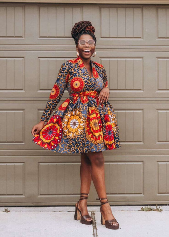 Ankara Midi Flare Dress Styles (12)