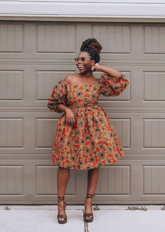 Ankara Midi Flare Dress Styles (13)