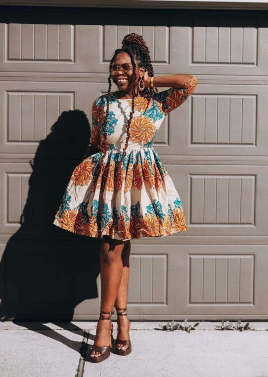 Ankara Midi Flare Dress Styles (14)