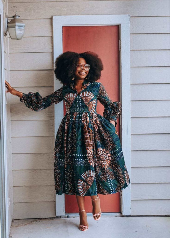 Ankara Midi Flare Dress Styles (15)