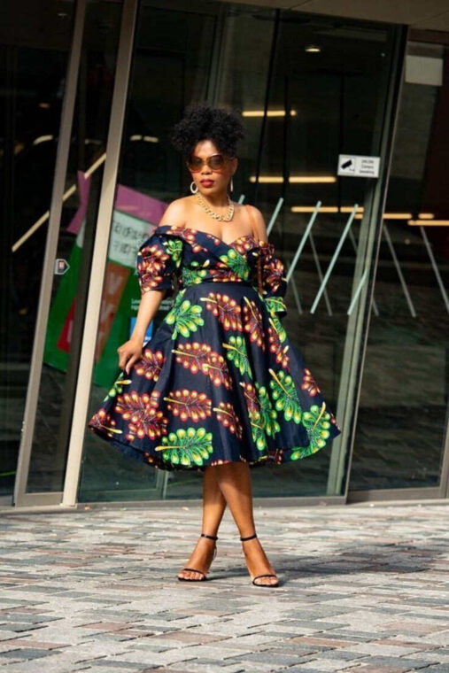 Ankara Midi Flare Dress Styles (17)