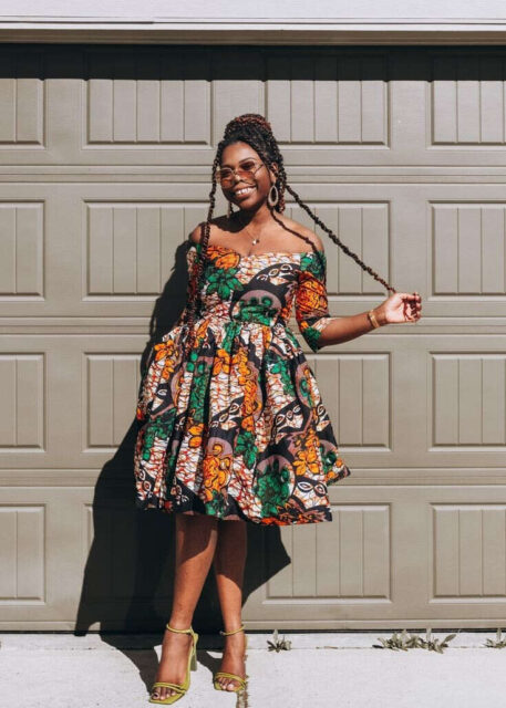 Ankara Traditional Pleated Midi Flare Dress main image 0