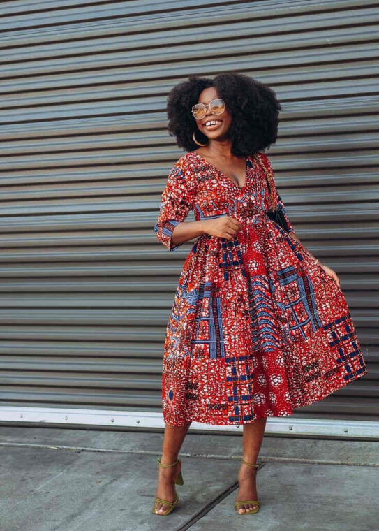 Ankara Midi Flare Dress Styles (3)