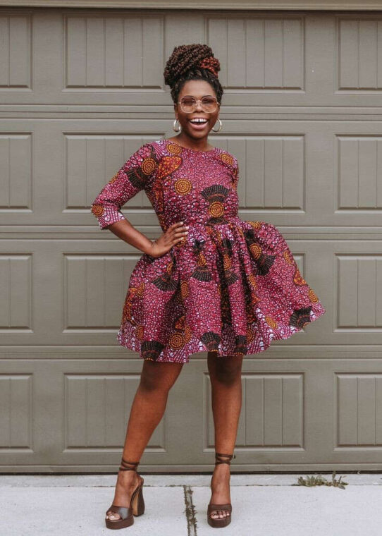 Ankara Midi Flare Dress Styles (4)