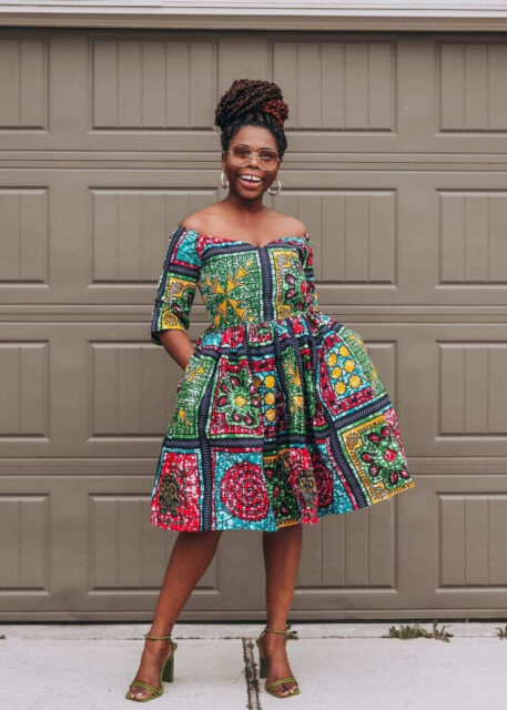 Ankara Midi Flare Dress Styles (6)
