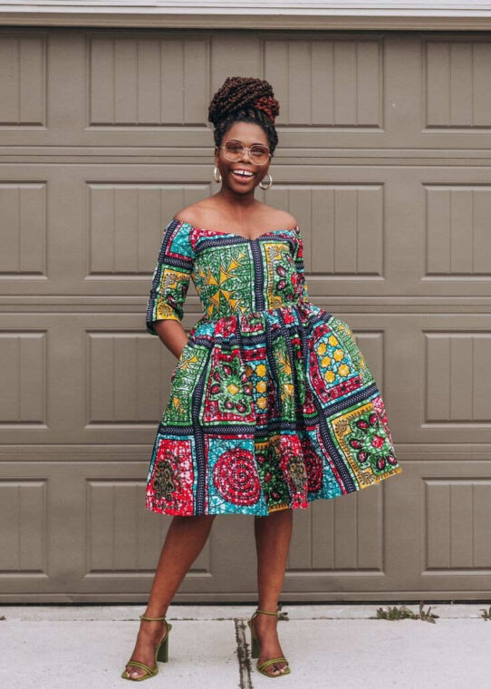 Ankara Midi Flare Dress Styles (6)