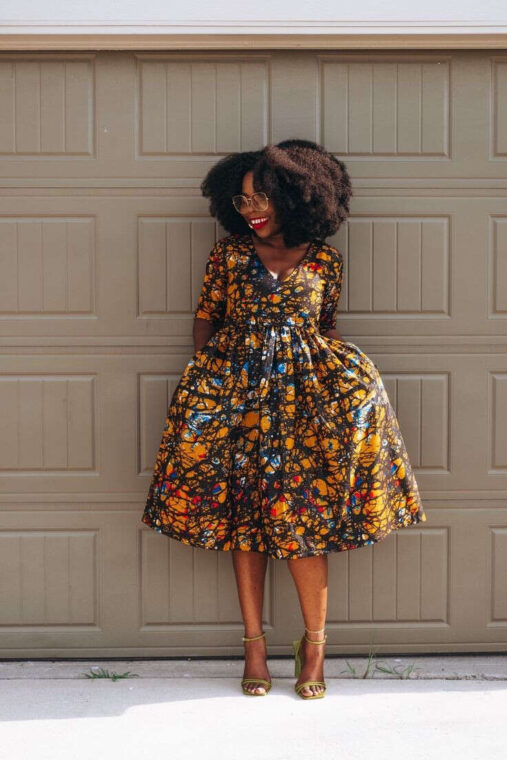 Ankara Midi Flare Dress Styles (7)