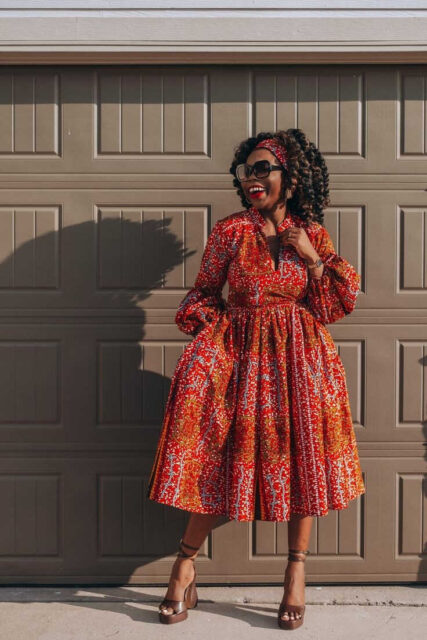 Ankara Midi Flare Dress Styles (8)