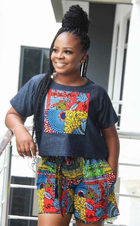 Adele Denimkara Short & Crop Top Set African Print Short Crop Top Summer Fashion Spring Fashion 