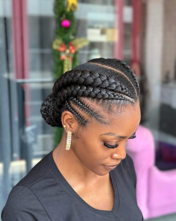 Classic Cornrow Braids with Low Bun Elegance