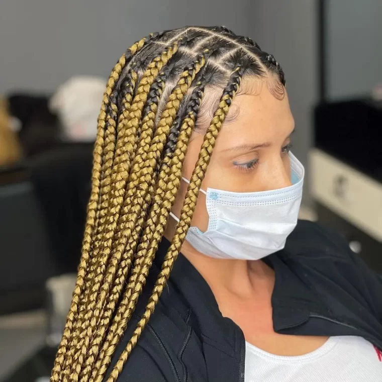 Bold Golden Cornrow Braids with Sleek Edges