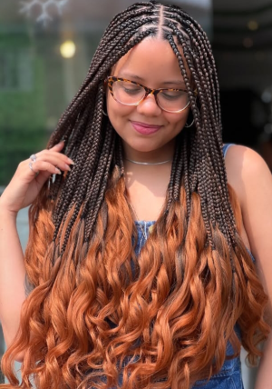 Long Braided Hairstyle with Ombre Waves