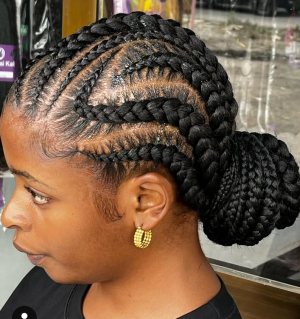 Neat Cornrow Braids with Low Bun