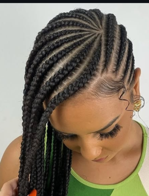 Cornrow Braids with Zigzag Parting