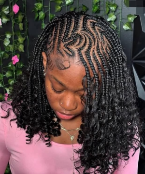 Cute Braided Hairstyle with Curly Ends