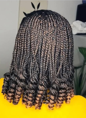 Elegant Box Braids with Curled Ends