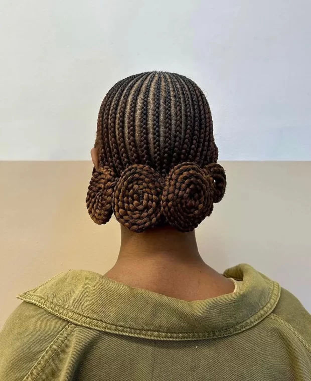 Coiled Bun Cornrows