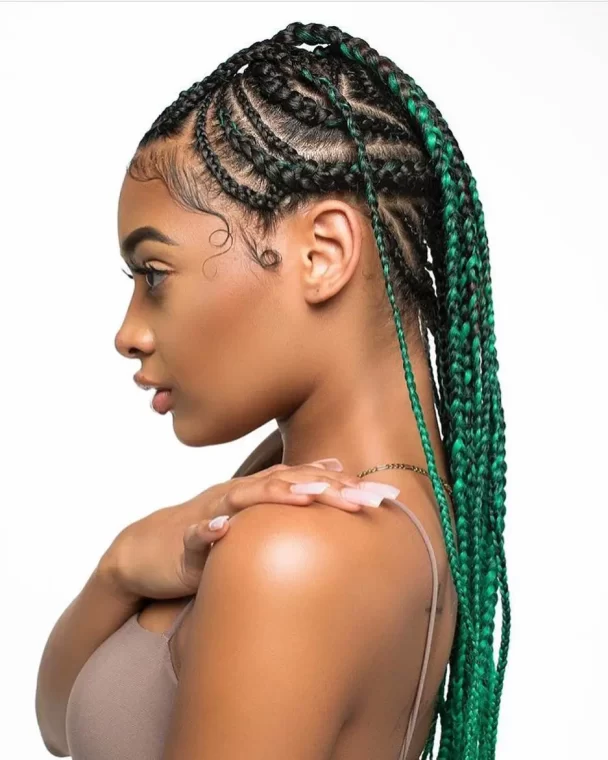 Green Ombre Braids for a Bold Look