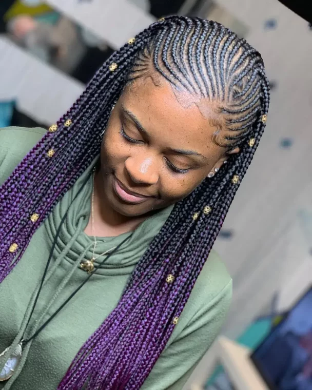 Ombre Purple Braids with Accessories