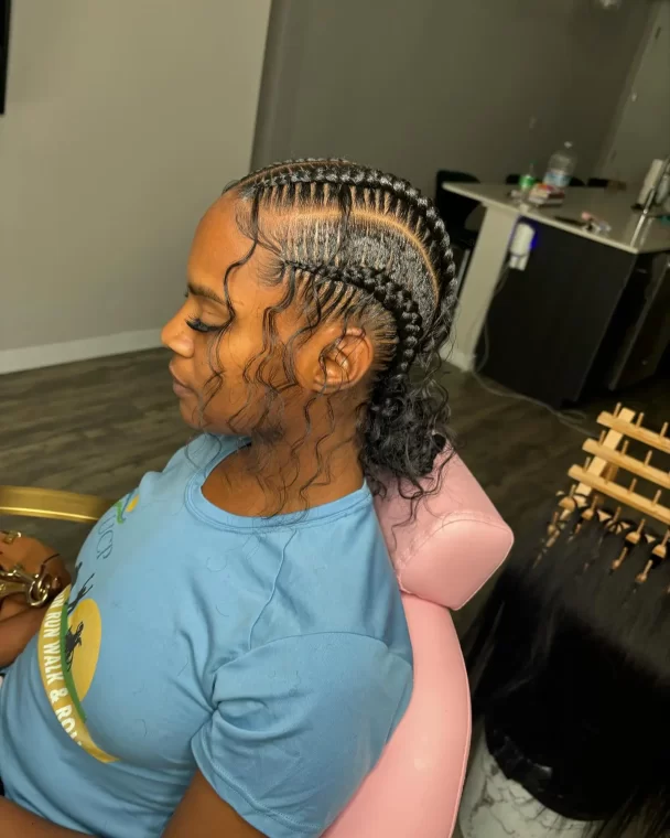 Cornrow Ponytail with Curls