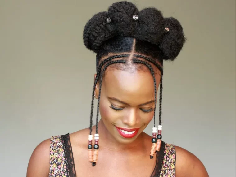 Afro Puff Braids with Beads