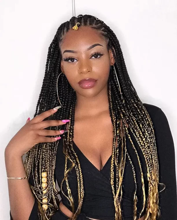 Ombre Box Braids with Beads