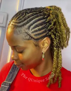 Braided Ponytail with Coiled Ends