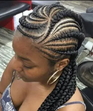 Swirled Jumbo Cornrows with a Sleek Finish