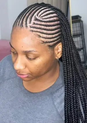 Side-Swept Cornrows with Neat Precision