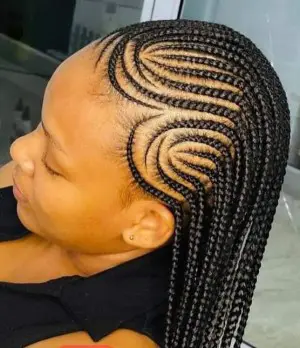 Creative Swirl Cornrows with a Sleek Finish