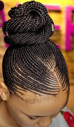 Mini Cornrow Bun with Sleek Finish