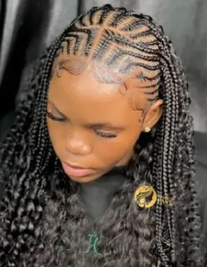 Criss-Cross Cornrows with Wavy Ends