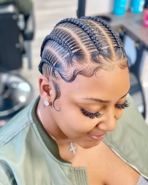 Sleek Stitch Braids with Defined Baby Hairs