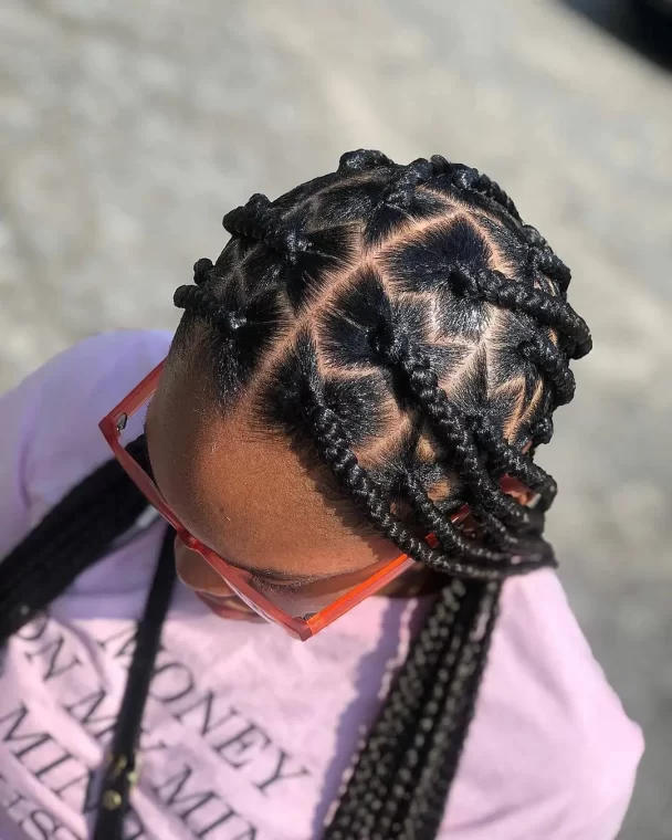 Triangle Parted Box Braids with a Modern Twist