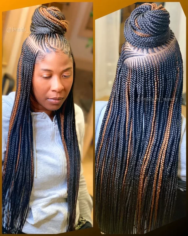 Knotless Box Braids with Brown Highlights