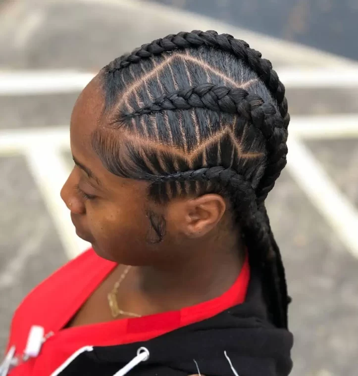 Zig-Zag Cornrow Braids with Defined Edges