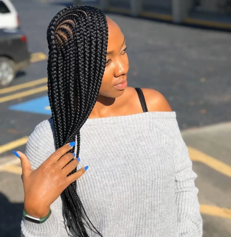 Side-Swept Lemonade Braids with Thick Parts