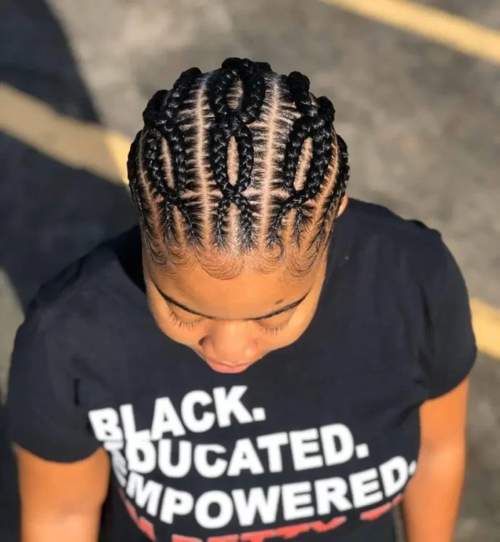 Loop Pattern Cornrows with Defined Edges