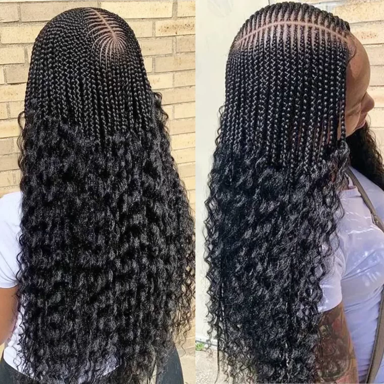 Small Knotless Braids with Loose Curly Ends