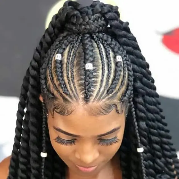 Half-Up Jumbo Twists with Beaded Accents