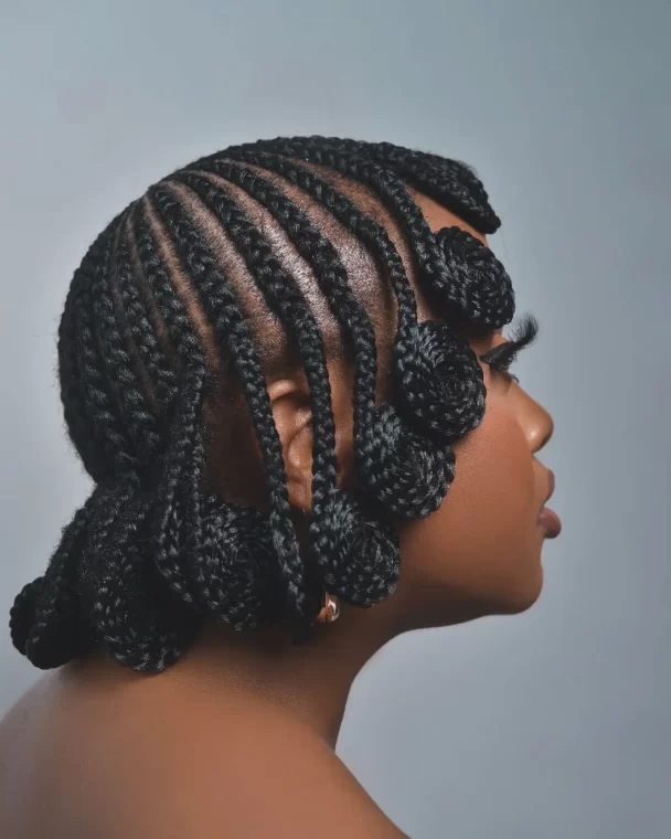 Creative Cornrows with Curved Braided Patterns