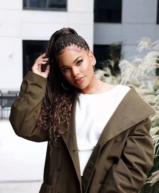 High Ponytail Braids with Laid Edges