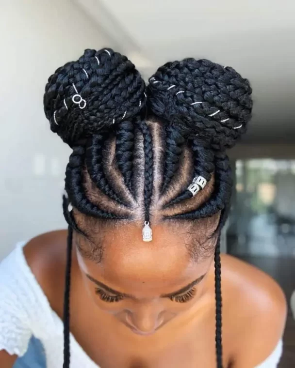 Twin Braid Buns with Chic Accessories