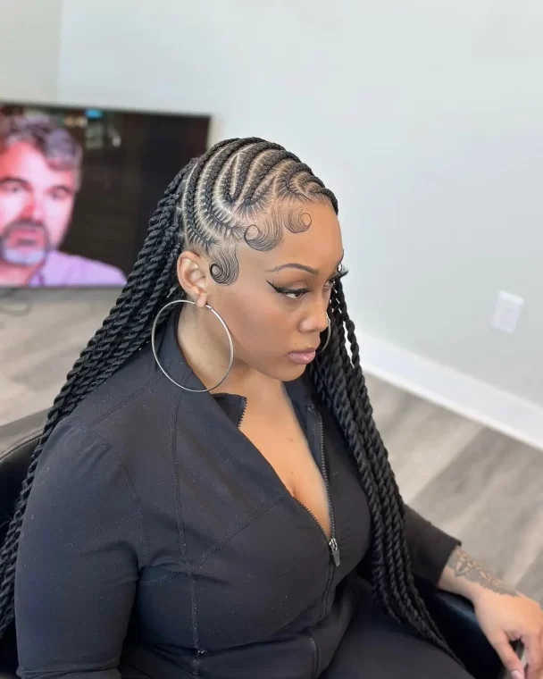 Sleek Cornrows with Twists