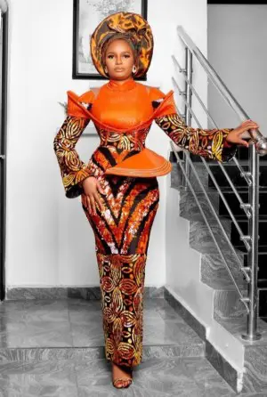 Bold Orange and Ankara Avant-Garde Dress