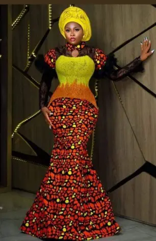 Yellow and Orange Ankara Mermaid Dress