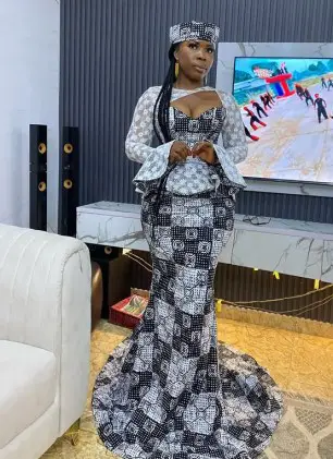 Black and White Ankara Mermaid Dress