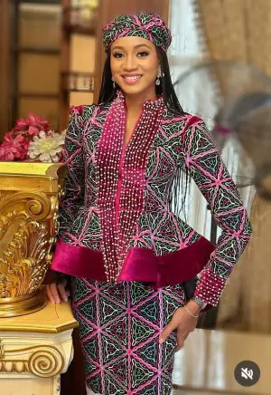 Peplum Ankara Suit with Beaded Details