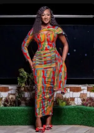 Asymmetrical Ankara Dress with Dramatic Sleeves