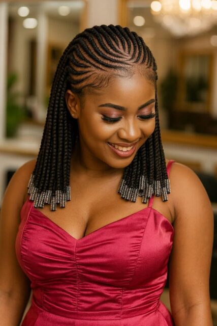 Beaded Cornrow Bob Braids